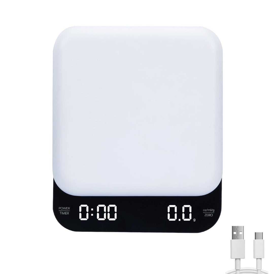 Coffee Scales with Timer, 0.1 g/3 kg, Automatic and Manual Time Keeping Mode, Rechargeable, Auto Off