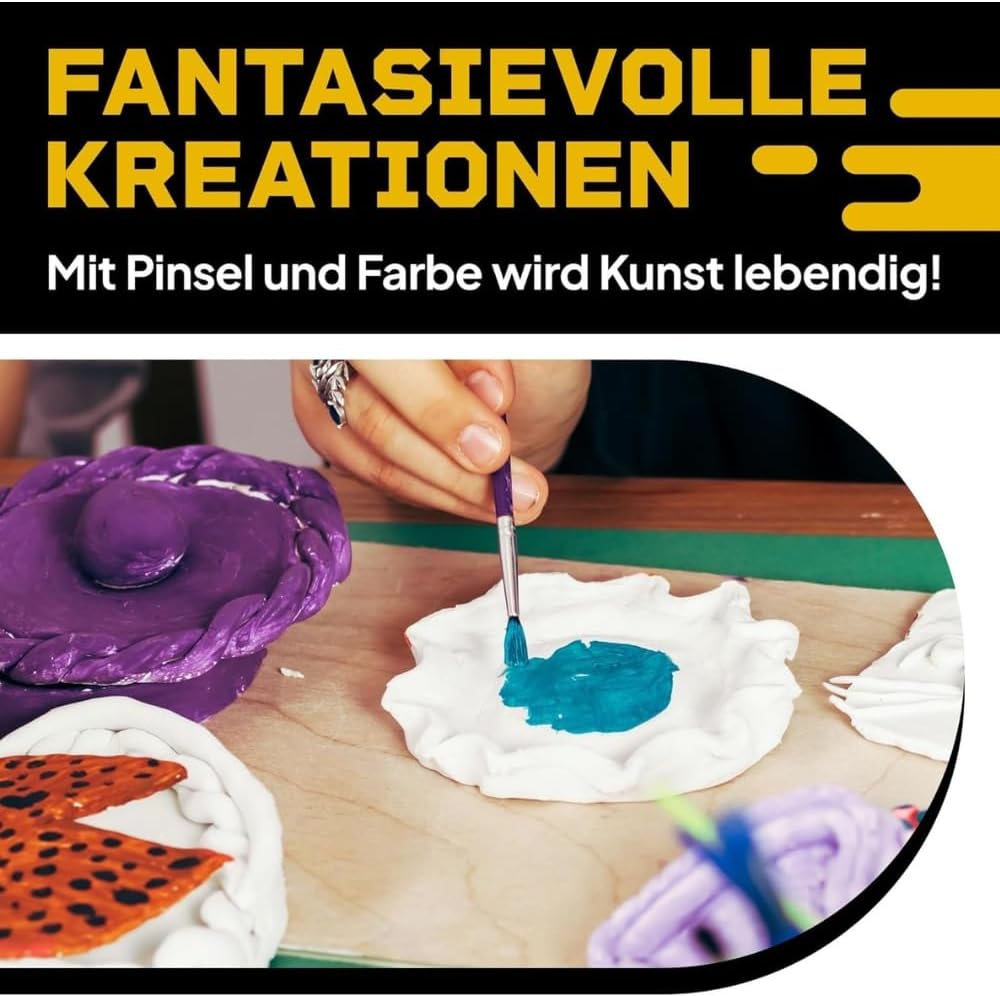 DIBYS Töpfer-Set für Zuhause | Starter-Set mit Modellier-Werkzeug, Ton lufttrocknend in Weiss, Farbe