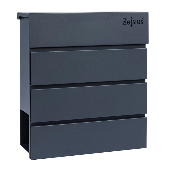 Zelsius Briefkasten Straight mit Zeitungsfach | integrierter Soft-Close-Effekt | Postbox in RAL7016