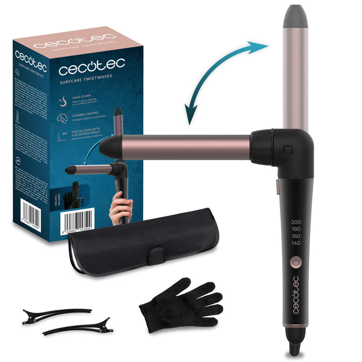 Cecotec SurfCare 3200 TwistWaves Lockenstab, 60 W, Kopf mit 32 mm Durchmesser, 90° Bogen, komfortabl