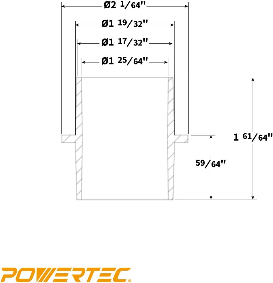 POWERTEC 70297 Modularer Schritt 4 in 1 Adapter - Shop Vac Staubsammler Schlaucharmaturen 1 Count (P