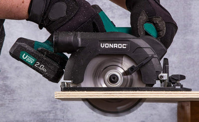VONROC Handkreissäge Akku 20V - Akku Kreissäge 150mm, Säge inkl. Laserführung & Staubabsaugung - Mit