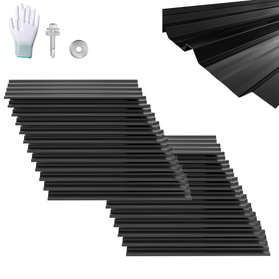 Froadp 24x Dachblech Trapezblech 129,5 x 45 cm, 14 m² Verzinkt Wellblechplatten, Stahl Profilblech f