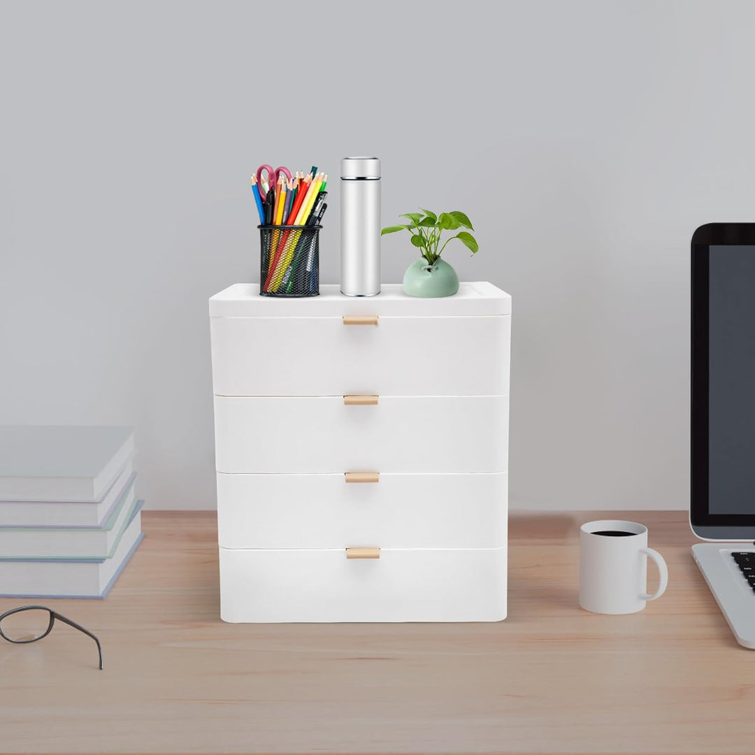 Rechteckig Weiss Tischplatte Schreibtisch-Aufbewahrungsbox,Schreibtisch-Organizer Mit Schublade,4 Sc