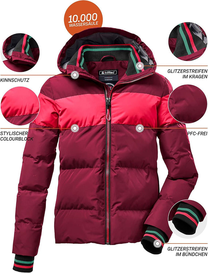 Killtec Mädchen Kow 192 Grls Qltd Jckt Winterjacke/Jacke in Daunenoptik mit Kapuze 176 brombeere, 17