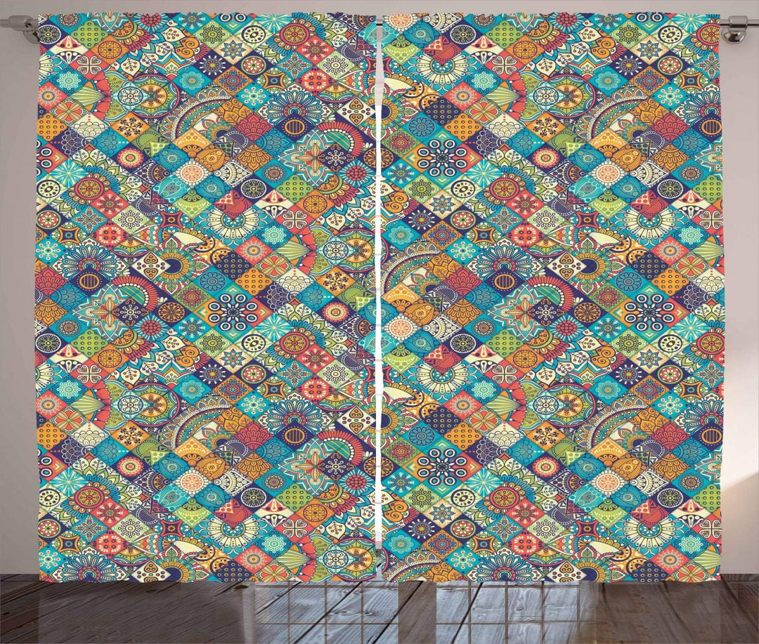 ABAKUHAUS marokkanisch Rustikaler Gardine, Orientalische Motive, Schlafzimmer Kräuselband Vorhang mi