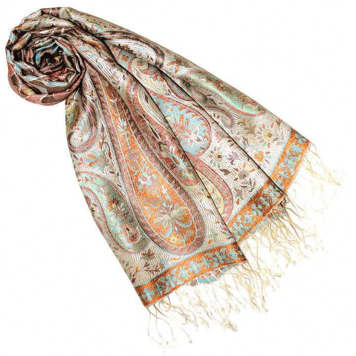 Lorenzo Cana Pashmina Damen Schal Schaltuch jacquard gewebt 100% Seide 70 cm x 190 cm Paisleymuster