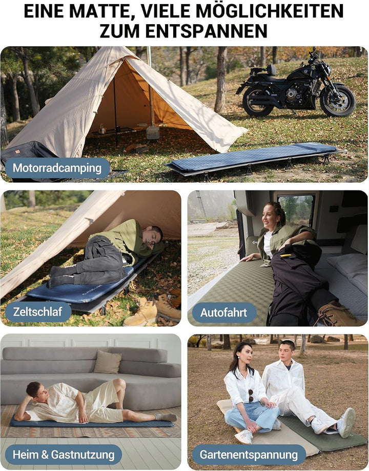 KingCamp Isomatte Camping,3cm Dick Schaumstoff Selbstaufblasend Camping Matratze mit Integrierten Ko