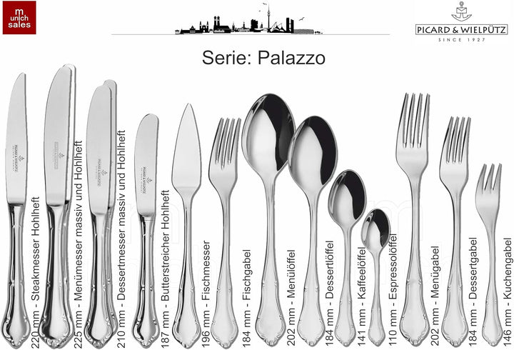 Picard &amp; Wielpütz Besteckgarnitur Palazzo massiv 30-teilig, Silber