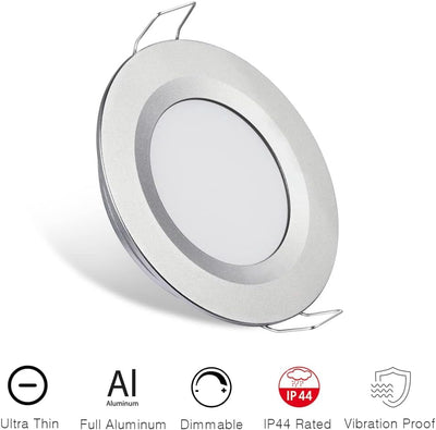 acegoo 12V Einbaustrahler LED Flach 4 Stück Einbauspots Warmweiss 3W Spots Dimmbar Downlights Einbau