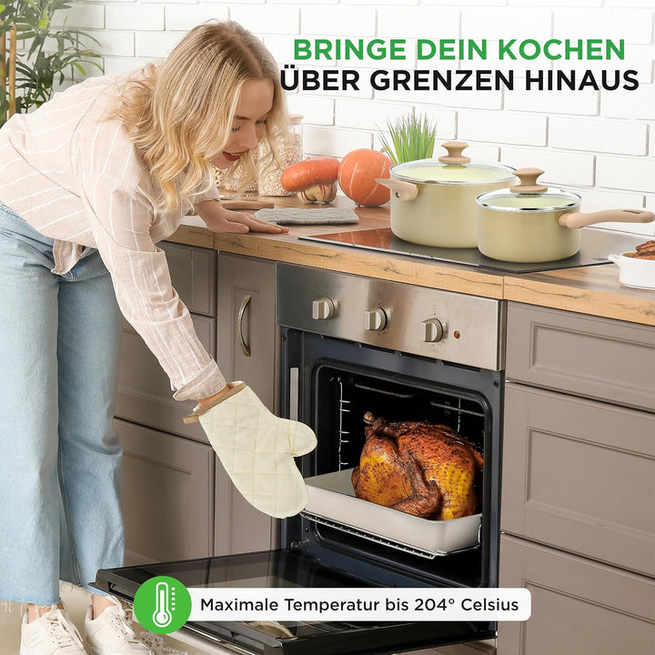 NutriChef Kochgeschirr Set 54-tlg – Pfannen, Töpfe, Küchenhelfer Taupebraun– Mit Messer, Backformen,