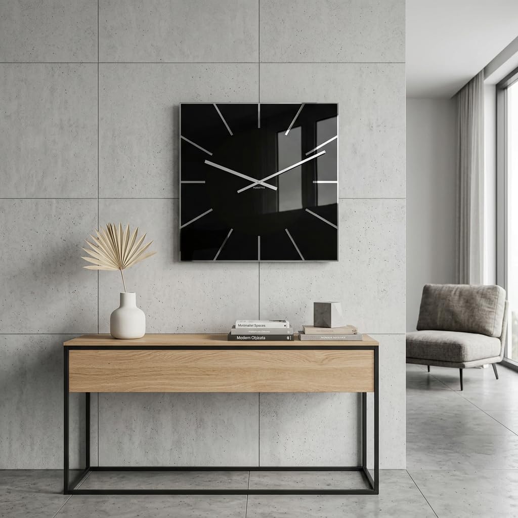 FLEXISTYLE Moderne grosse Wanduhr Exact 50cm, Acrylglas und Acrylspiegel, Stille, Wohnzimmer, Schlaf