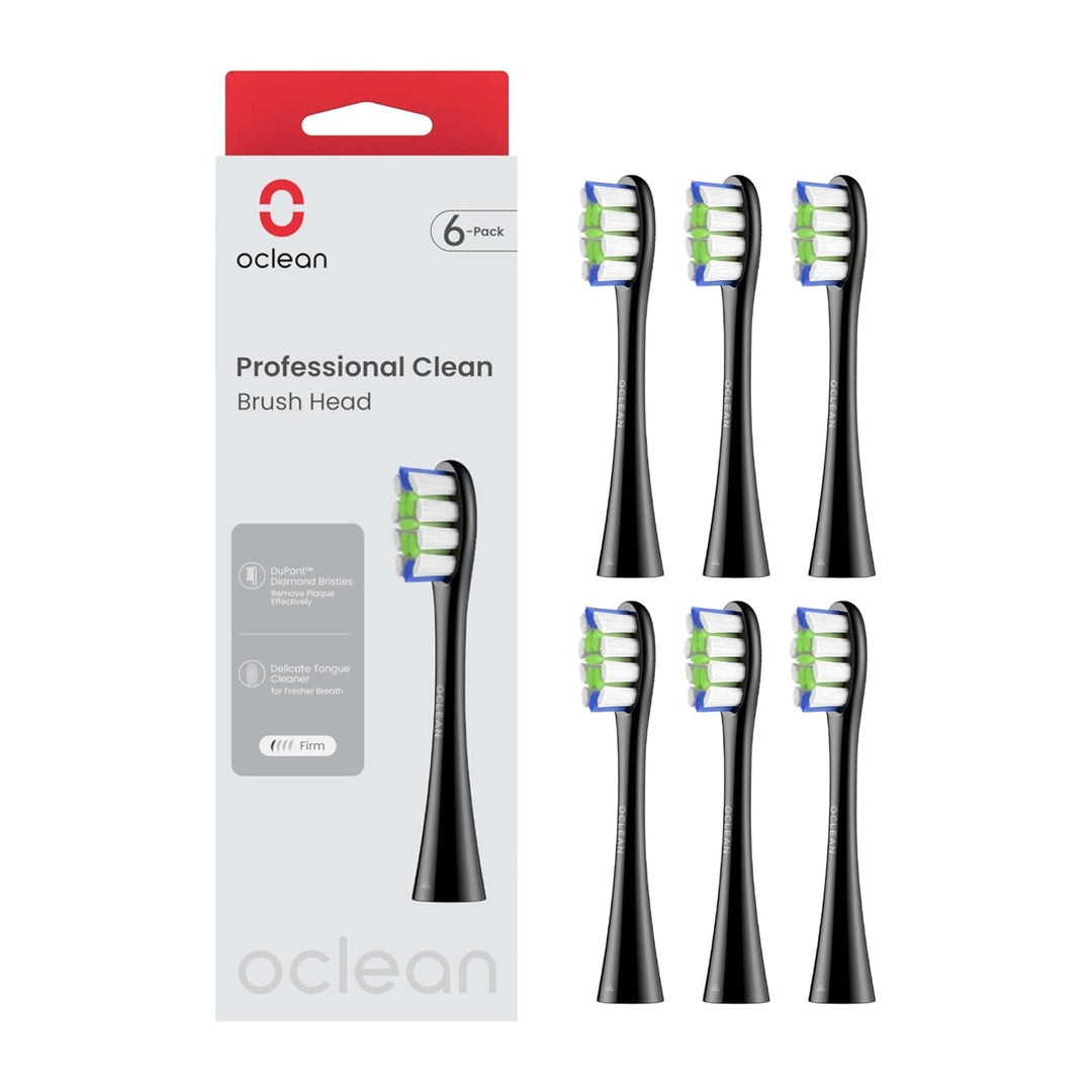 Oclean Bürstenköpfe Professional 6 Stück, DuPont-Borsten Zahnbürstenkopf mit Zungenreiniger, Plaque