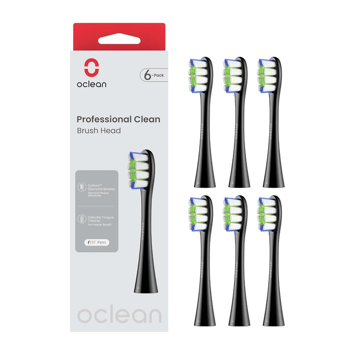 Oclean Bürstenköpfe Professional 6 Stück, DuPont-Borsten Zahnbürstenkopf mit Zungenreiniger, Plaque