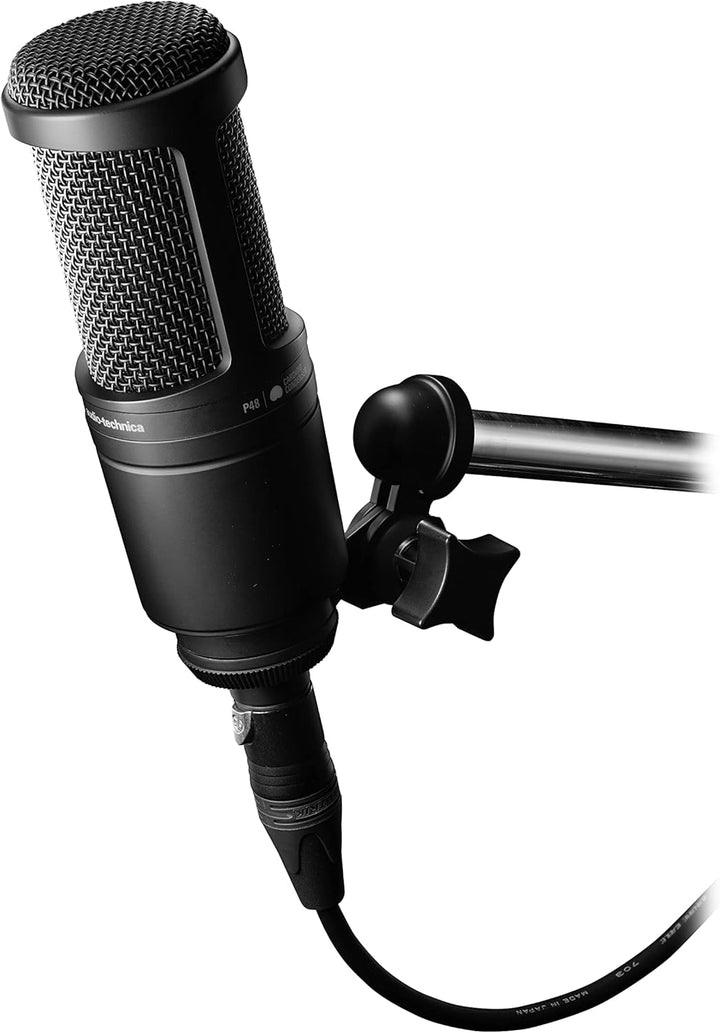 Audio-Technica 2020 Kondensatormikrofon mit Nierencharakteristik Schwarz Black XLR, Black XLR