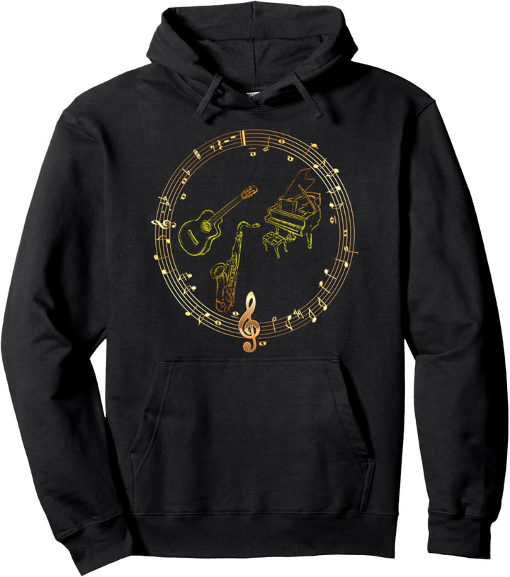 Musikinstrumente mit Musiknoten Musiker Geschenk Pullover Hoodie