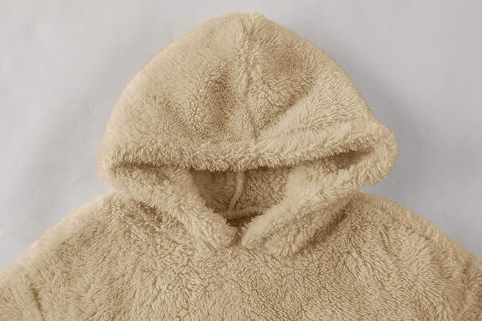 Haloumoning Kapuzenpullover Kinder Teddy Fleece Hoodie Unisex Warm Sherpa Sweatershirt Mädchen Junge