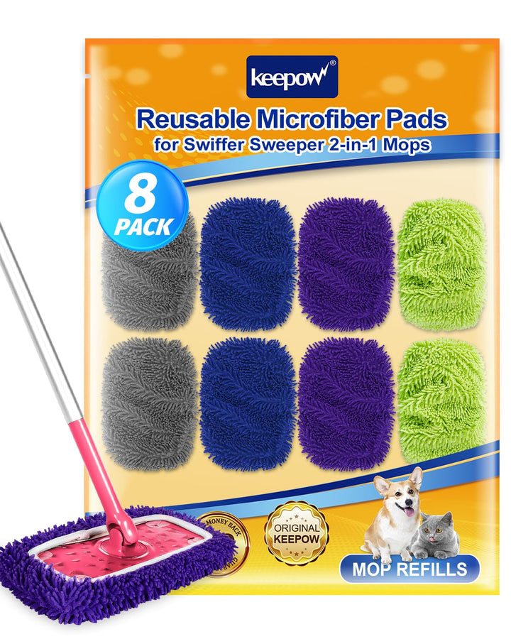 KEEPOW Wiederverwendbare Bodentücher für Swiffer Feuchte Bodentücher, Waschbar für Swiffer Bodenwisc