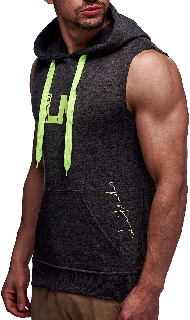 Leif Nelson Gym Herren Fitness T-Shirt Weste Trainingsshirt LN06260 S Anthrazit-gesprenkelt, S Anthr