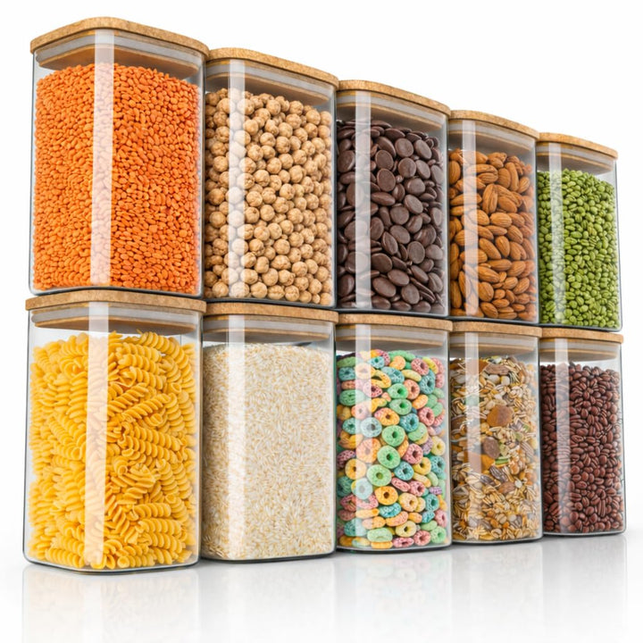 Arendo - Vorratsbehälter mit Deckel 1200ml - 10er Set - Behälter aus Glas – hitzebeständig – Vorrats