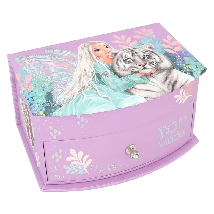 Depesche 12718 TOPModel Fantasy Tiger - Kleines Schmuckkästchen in Lila, mit Feen-Motiv, Schmuckbox
