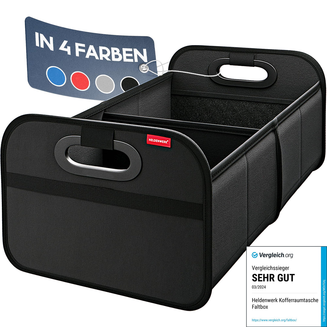 HELDENWERK Kofferraumtasche faltbar mit Anti-Rutsch-Klett - Kofferraum-Organizer, Auto Faltbox, Eink