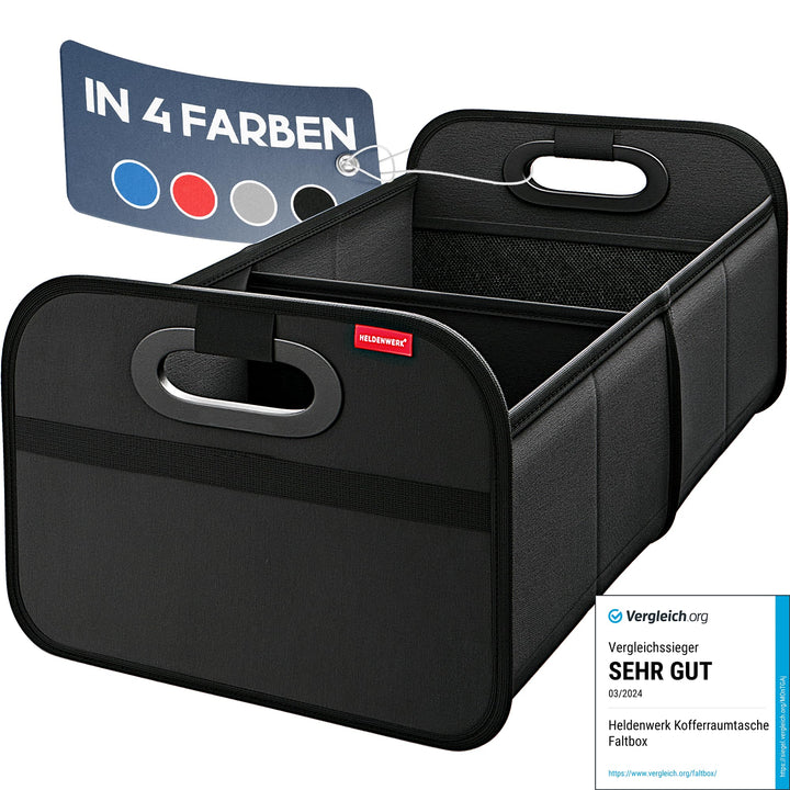 HELDENWERK Kofferraumtasche faltbar mit Anti-Rutsch-Klett - Kofferraum-Organizer, Auto Faltbox, Eink