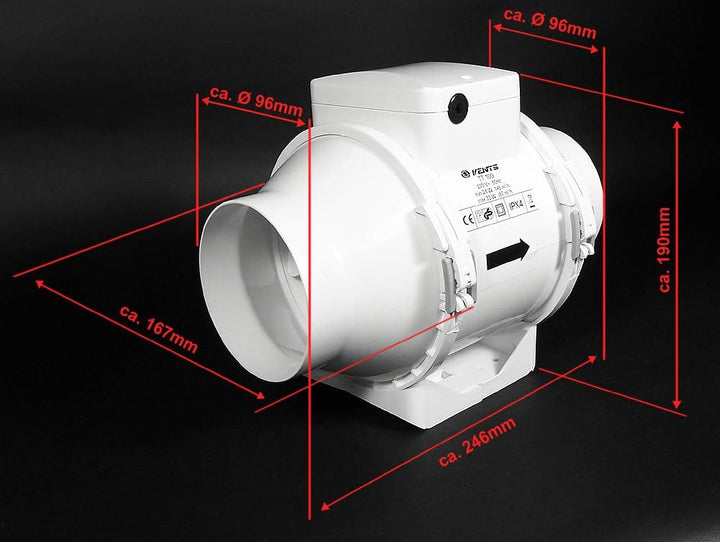 Ventilator: TT-100 TT gemischte Luftströmung, Einbauabluftventilator, 100 mm, 1 weiss 4 " / 100 mm -