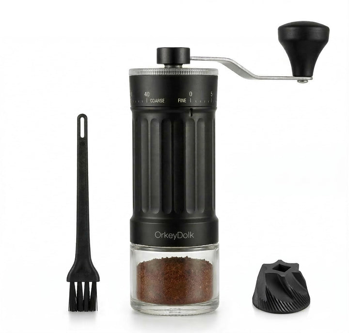 OrkeyDolk® Externer, verstellbarer manueller Kaffeemühle mit hochpräzisem, zeitgemässem Kegelmahlwer