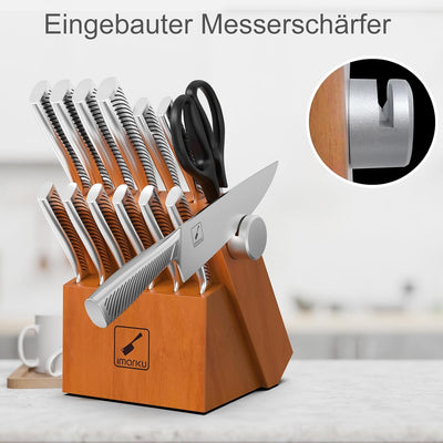 imarku Messerblock mit Messer, 14-TLG hochwertige Küchenmesser, scharfes japanisches Messerset mit H