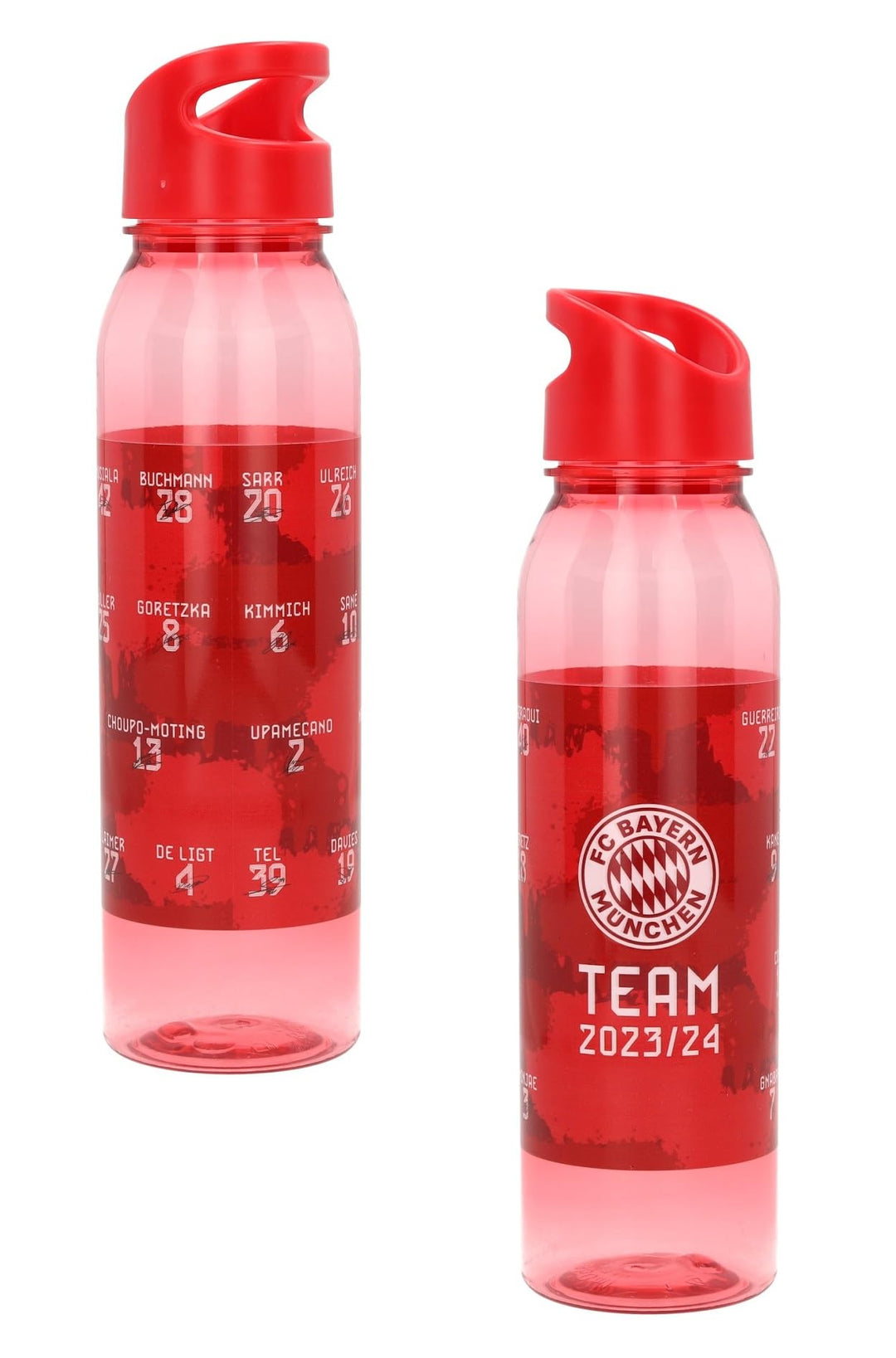 FC Bayern München Trinkflasche - Signature - 2023/24 rot/transparent Tritan Flasche Unterschriften F