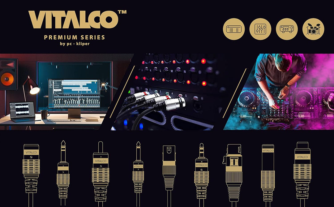 VITALCO 2x XLR Stecker auf 2x 6.3mm TS Klinke Kabel 3m Mikrofonkabel 3 Polig Männlich auf Mono Klink