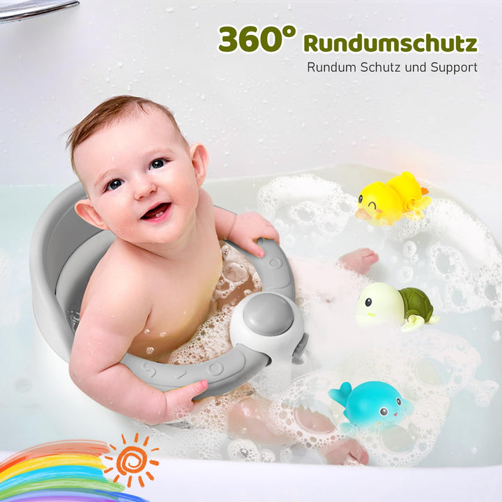 Baby Badesitz - Badewannensitz ab 6 bis 24 monate - Badewannen mit 4-starken Saugnäpfen und 360° Run