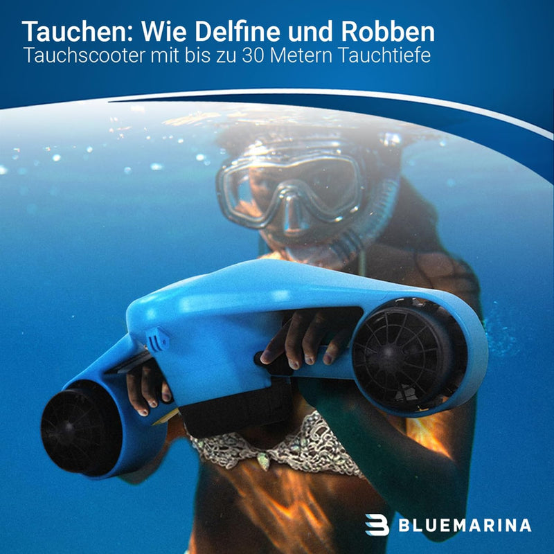 Bluemarina Tauchscooter Orca | Seascooter - 2 x 500 Watt Motoren - 3 Geschwindigkeiten - Topspeed 5.