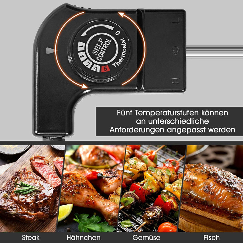 GOPLUS Elektrogrill 1800W, Teppanyaki Grillplatte mit Antihaftebeschichtung, Tischgrill inkl. Einste