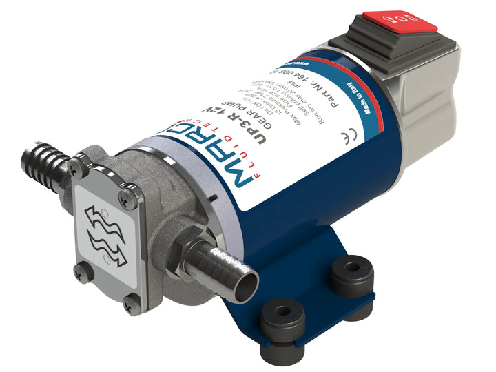 MARCO UP3-R 12 V Umkehrbare Bronze-Zahnradpumpe für Diesel 15 l/min mit integriertem Schalter, Blau