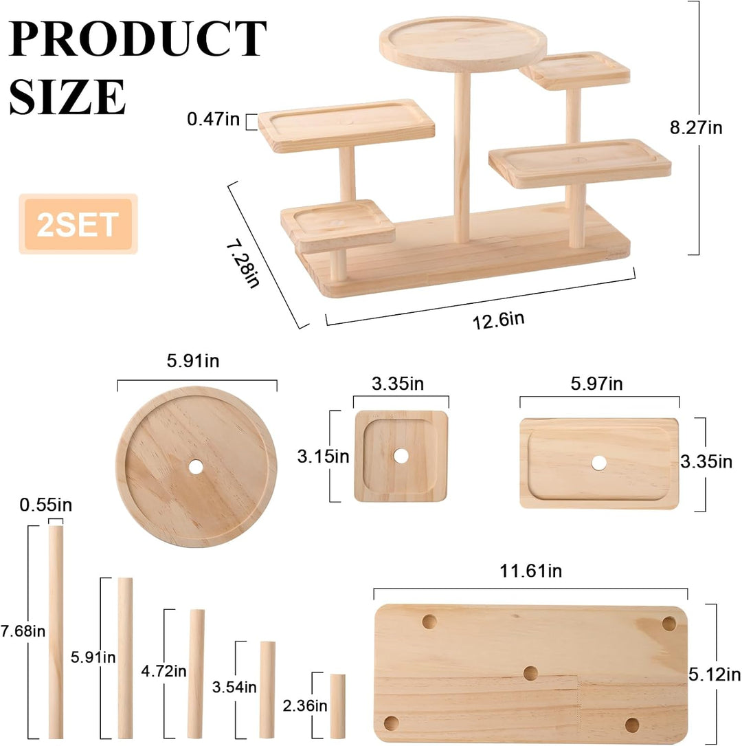 2 Stück Holz-Cupcake-Ständer, 5-stufiges Rustikales Dessert-Regal Mit Etagenplatten, Servierständer