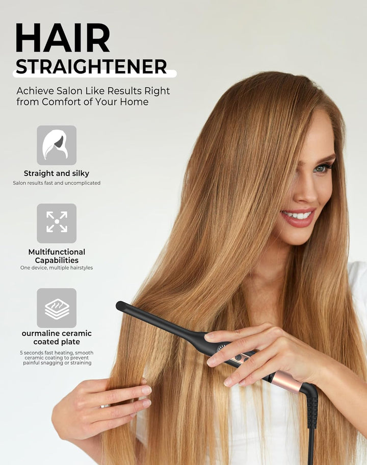 Mini Glätteisen, 2 in 1 Kleins Glätteisen, Haarglätter mit Ionen Technologie & 4 Temperatureinstellu