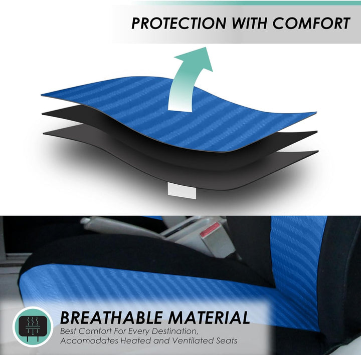 FH GROUP FB060115 Trendy Elegance Full Set car seat Covers (Airbag & Split Ready), Blue, Blue
