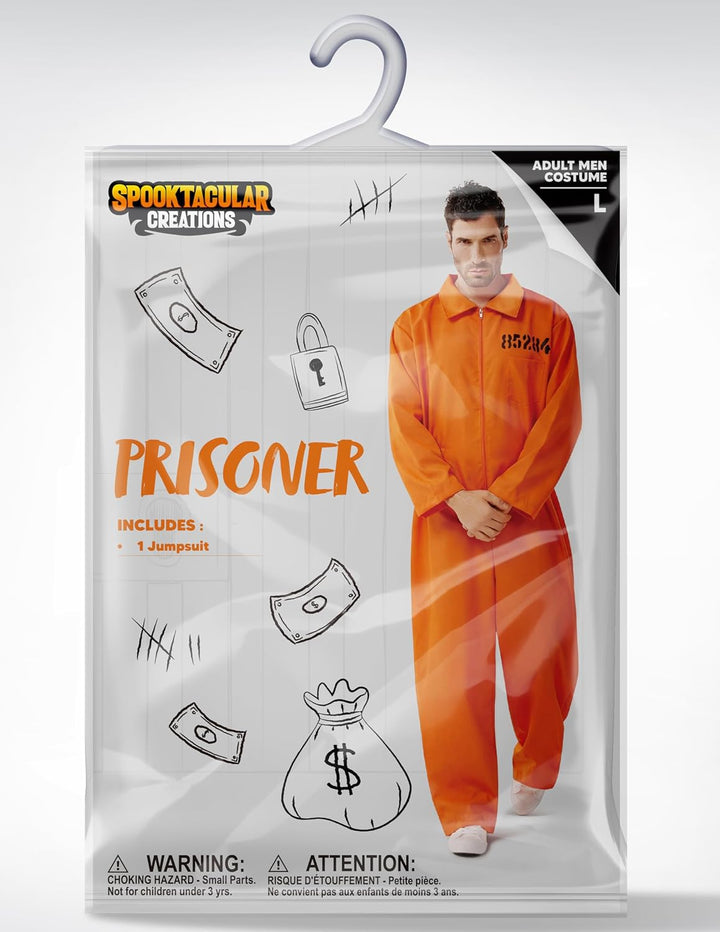 Spooktacular Creations Orange Overall, Herren-Gefangenenkostüm für Halloween-Kostüm für Erwachsene,