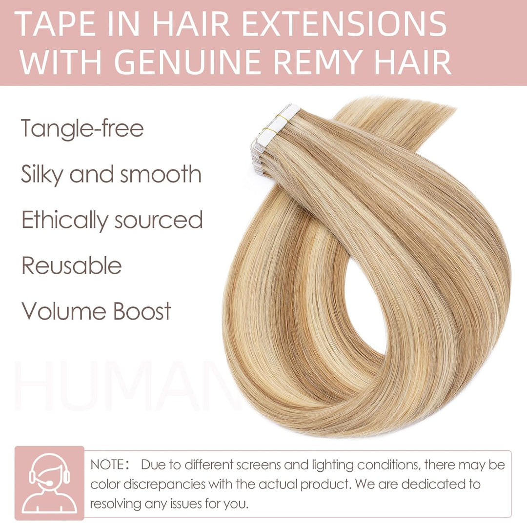 Silk-co Tape Extensions Echthaar 20stk, Haarverlängerung Tape in Extensions Echthaar, Remy Haarexten