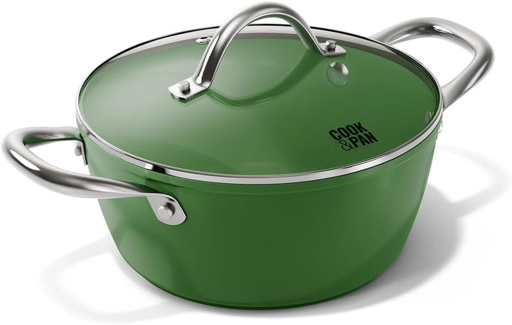 Cook & Pan - Go Green Kochtopf mit Deckel 22 cm-Induktionsgeeignet-PFAS frei Keramik-Beschichtung -A
