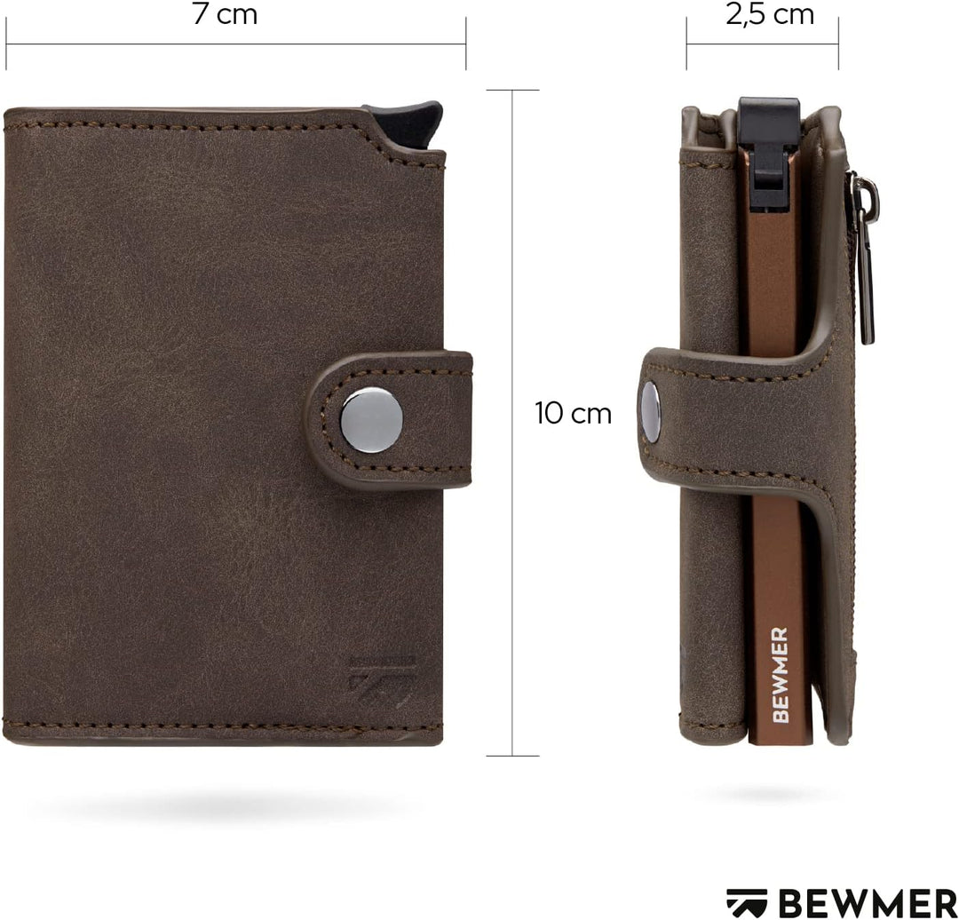 BEWMER 2 Shielded | Herren und Damen Slim Wallet mit RFID-Schutz Anti-Cloning | Kartenetui mit Münzf