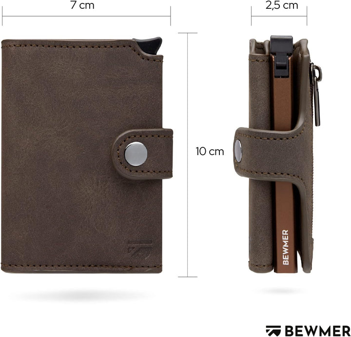 BEWMER 2 Shielded | Herren und Damen Slim Wallet mit RFID-Schutz Anti-Cloning | Kartenetui mit Münzf