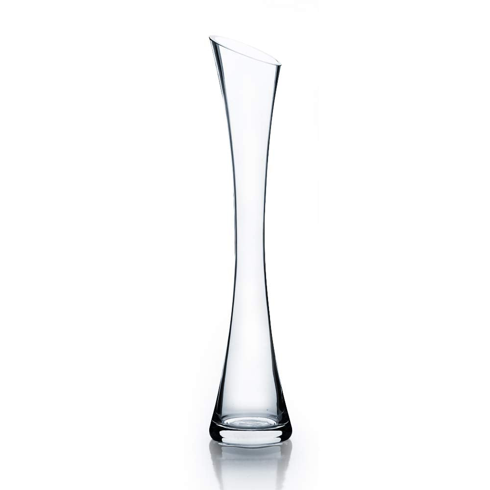 WGV Bud Vase, Höhe 40,6 x 36,8 cm, schräg Geschnittener offener Schnitt, 7,6 cm, klare Maria Glasvas