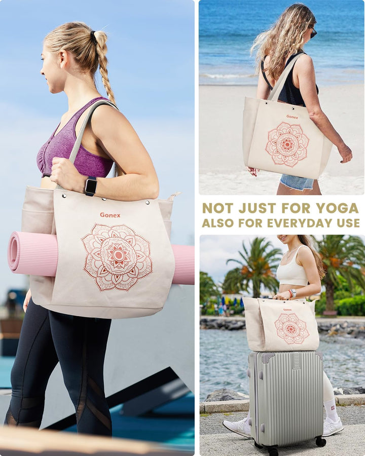 Gonex Yogatasche, Yogamatte Tasche mit Mehreren Taschen für Damen und Herren, Canvas wasserdichte To