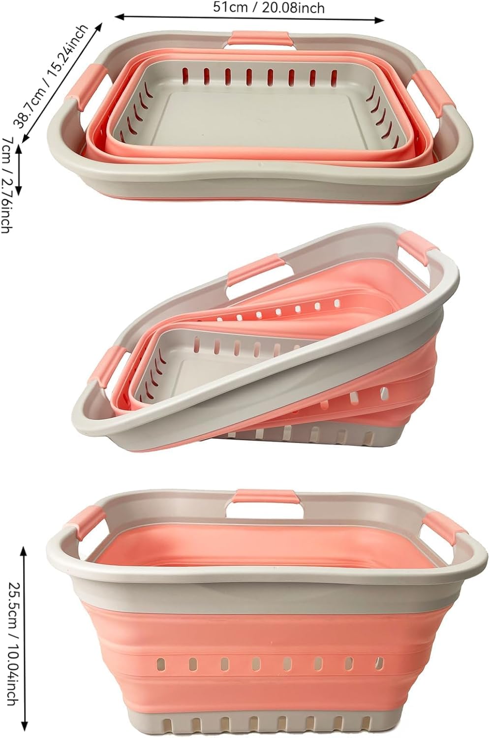 SAMMART Collapsible Plastic Laundry Basket - Foldable Pop Up Storage Container/Organizer - Portable