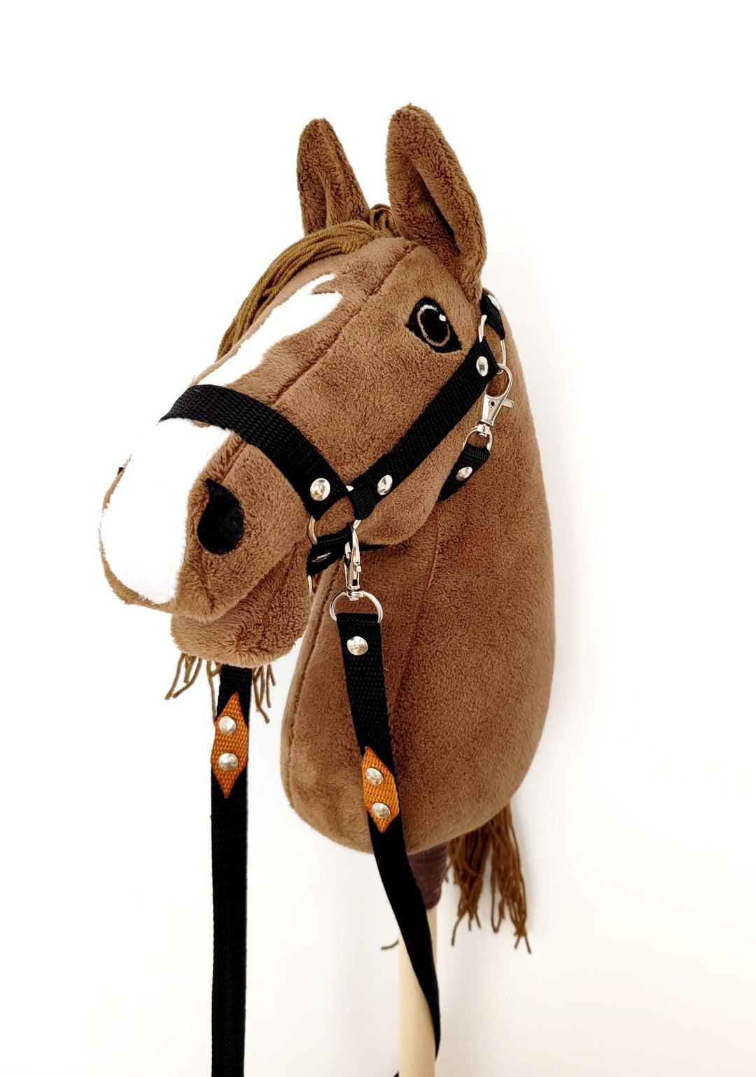 Steckenpferd A4 (Pferd auf einem Stock) Hobby Horse A4 komplett mit Kantar wie auf dem Foto (Hellbra
