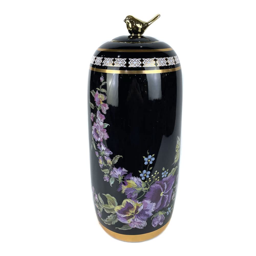 DKD Home Decor Vase Porzellan schwarz Shabby Chic (18 x 18 x 42 cm)