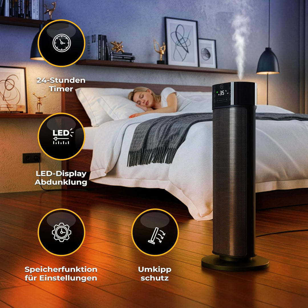 Keramik Heizlüfter mit Befeuchter 2000W Mistiq WiFi 80° Oszillation ECO Modus Timer 24h Elektroheizu